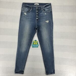 Flying Monkey Womens Jeans 33x29 Blue High Rise Button Fly Skinny Y3536